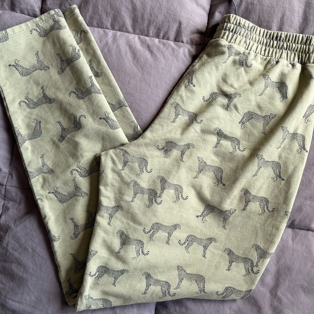 Leopard Print Joggers in Olive Green